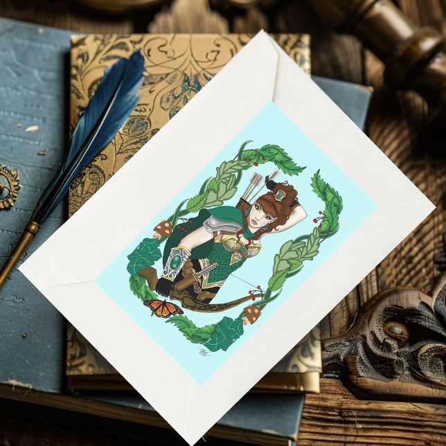Enchanted Green Fantasy Woodland Archer Elf Rectangular Sticker (Creator Uploaded)