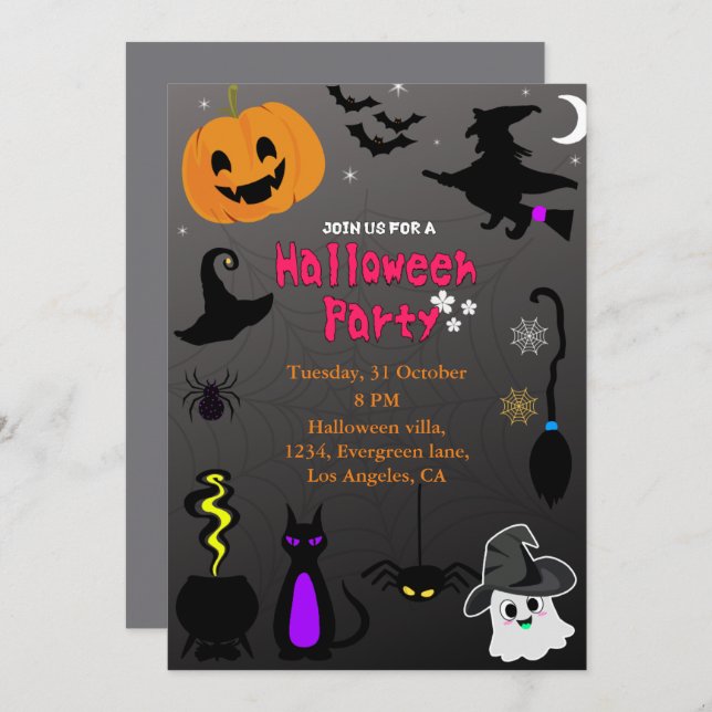 Enchanted Halloween Invitation card  (Front/Back)