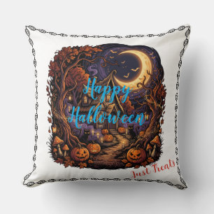 Enchanted Halloween Night Haunted Cottage Magical Cushion