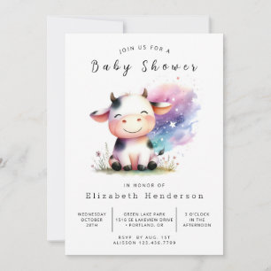 Enchanted Happy Rustic Cow Baby Shower Invitation