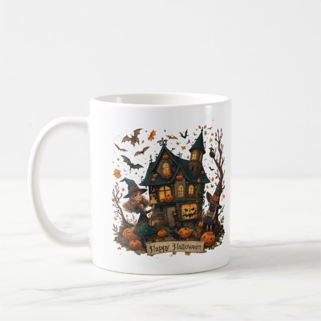 Enchanted Haunted House Halloween Coffee Mug (Left)