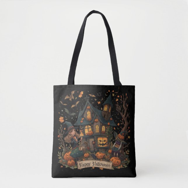 Enchanted Haunted House Halloween Tote Bag (Front)