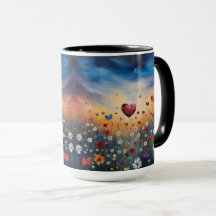 Enchanted Heart and Wildflowers Mug