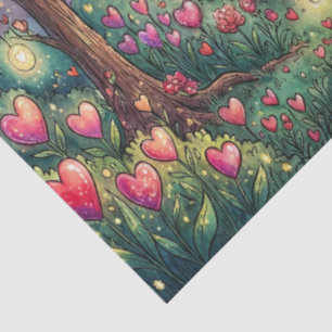 Enchanted Heart Forest Fantasy Watercolor Garden Tissue Paper