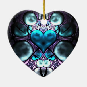 Enchanted Heart Fractal Tree Ornaments