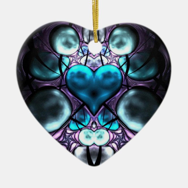 Enchanted Heart Fractal Tree Ornaments (Front)