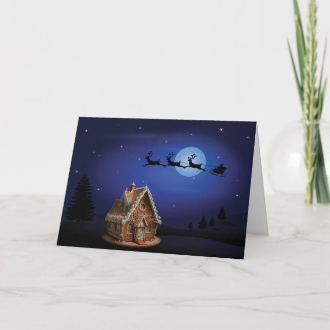 Enchanted Holiday Gingerbread House Christmas Card (Front)