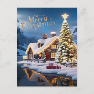 Enchanted Holiday: House & Christmas Tree Postcard