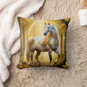 Enchanted horse in the golden forest cushion