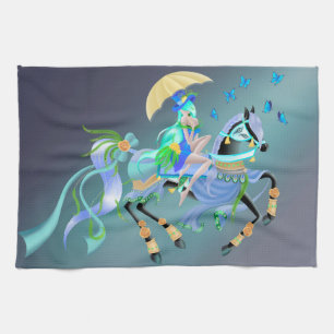 Enchanted Horse Ride peacock showgirl Tea Towel