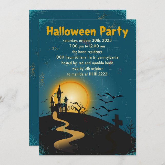 Enchanted House Halloween Party Invitation (Front/Back)