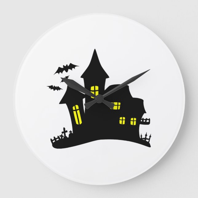 Enchanted House Haunted Halloween Large Clock (Front)