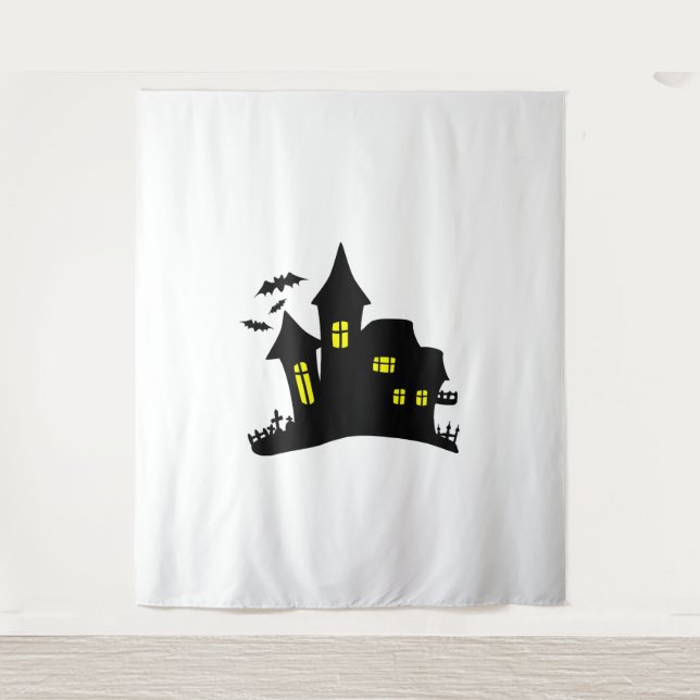 Enchanted House Haunted Halloween Tapestry (Front)