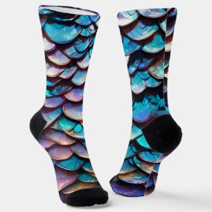 Enchanted Hues: Allure of Pastel Mermaid Scales Socks