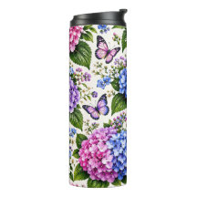 Enchanted Hydrangea Butterfly Floral Pattern