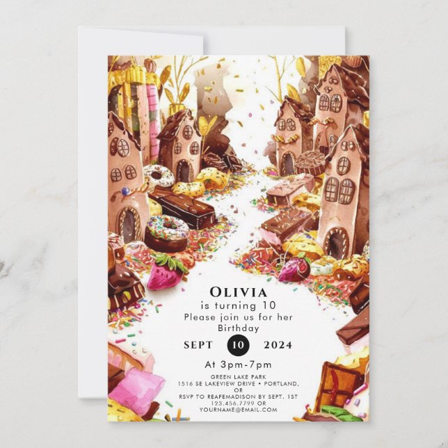 Enchanted Kids Chocolate Birthday Invitation (Front)