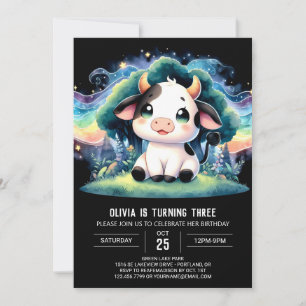 Enchanted Kids Cow Birthday Invitation
