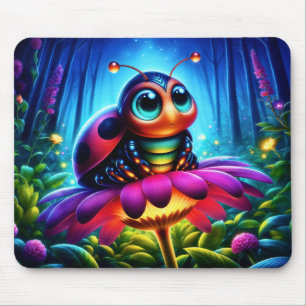 Enchanted Ladybug soft glowing fantasy flower Mouse Mat