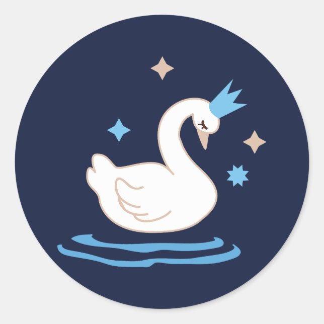 Enchanted Lake - Graceful Swan Classic Round Sticker (Front)