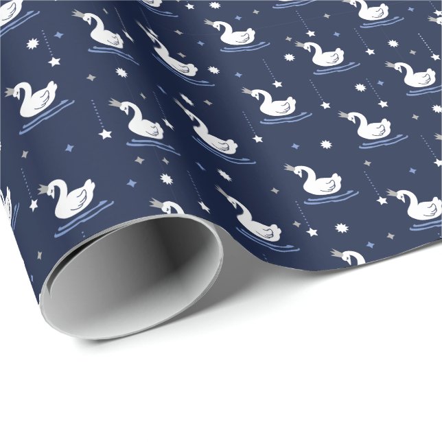 Enchanted Lake - Graceful Swan Pattern Design Wrapping Paper (Roll Corner)