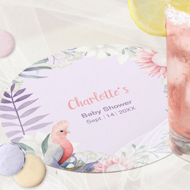 Enchanted Lavender Party Favour Baby Shower Round Paper Coaster (Enchanted Lavender Party Favor Baby Shower Round Paper Coaster ©Susanne Sachers - Sunny Mind 🌞)
