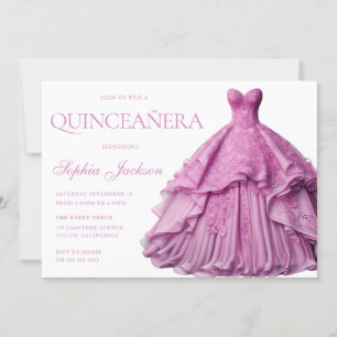 Enchanted Lavender Purple Dress Gown Quinceanera  Invitation