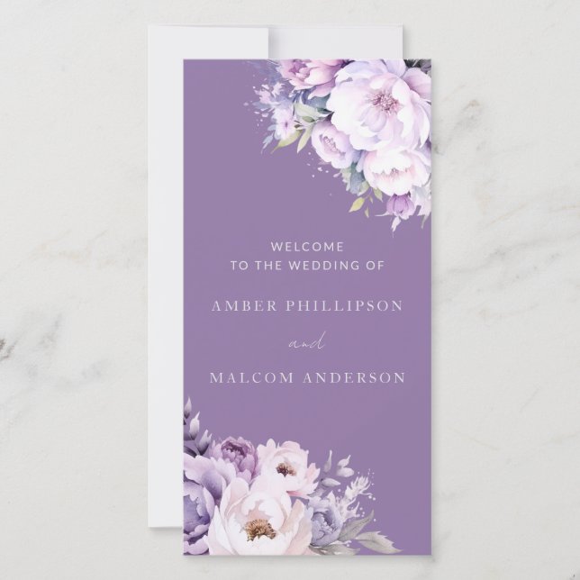 Enchanted Lavender Purple Floral Wedding Program (Front)