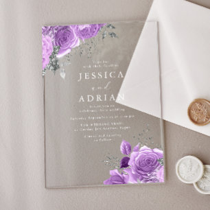 Enchanted Lavender & Silver Floral Wedding Acrylic Invitations