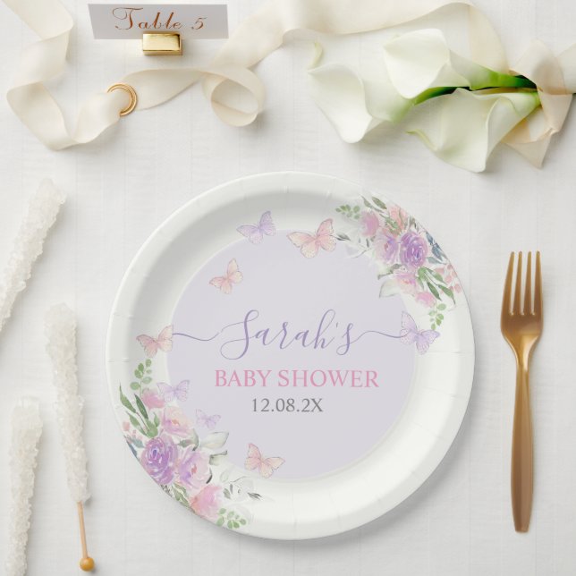 Enchanted Lilac Butterfly Paper Plate (Wedding)