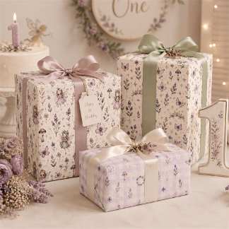 Enchanted Lilac Fairy Flower Meadow Butterflies Wrapping Paper Sheet
