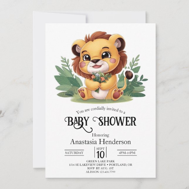 Enchanted Little Lion Digital Baby Shower Invitation (Front)
