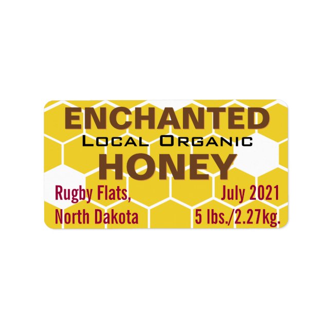Enchanted Local Organic Honey Jar Label (Front)