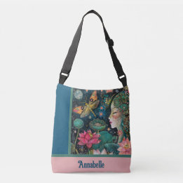 Enchanted Lotus Blossoms Crossbody Tote Bag