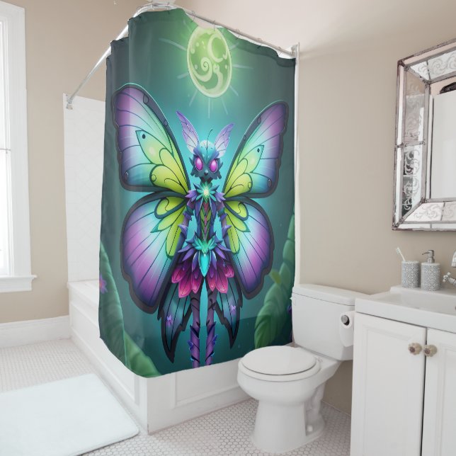 Enchanted Lunar Fairy Fantasy Worlds Shower Curtain (In Situ)