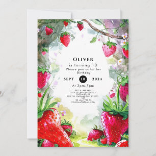 Enchanted Magical Charming Strawberry Birthday Invitation