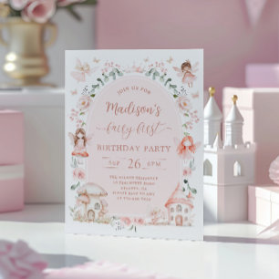 Enchanted Magical Fairy Girl 1st Birthday Invitation
