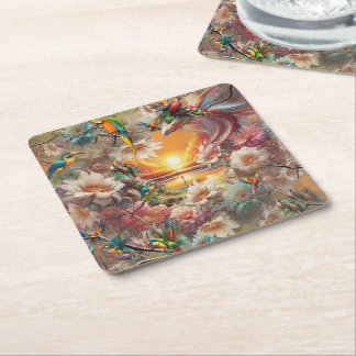 Enchanted Magical Fantasy Creations  Square Paper Coaster