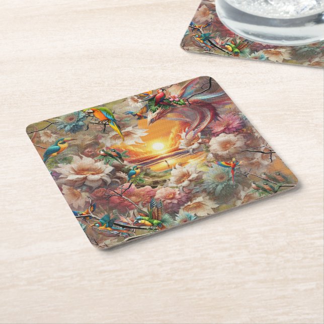 Enchanted Magical Fantasy Creations  Square Paper Coaster (Angled)