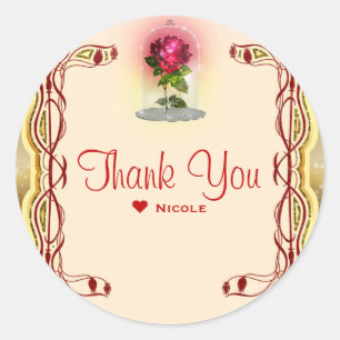 Enchanted Magical Fantasy Red Rose Birthday Party Classic Round Sticker