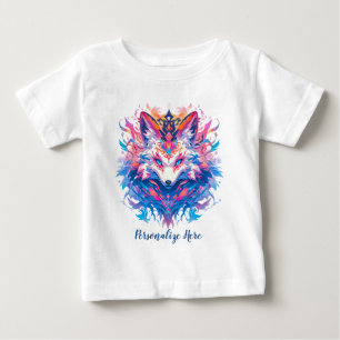 Enchanted Magical Fox Colourful Personalise Baby T-Shirt