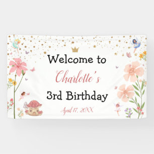 Enchanted Magical Garden Forest Birthday Backdrop Banner