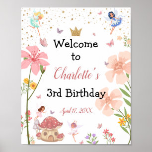 Enchanted Magical Garden Forest Birthday Welcome Poster