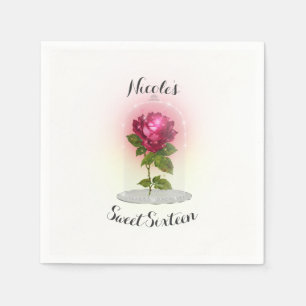 Enchanted Magical Red Rose Birthday Party Napkin