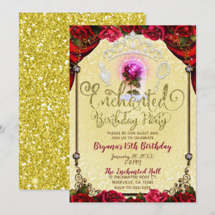 Enchanted Magical Rose Beauty Birthday Party Invitation