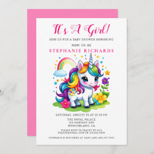 Enchanted Magical Unicorn Girl Baby Shower Invitation
