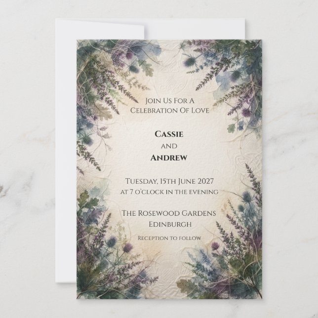 Enchanted Meadow Floral Wedding Invitation (Front)
