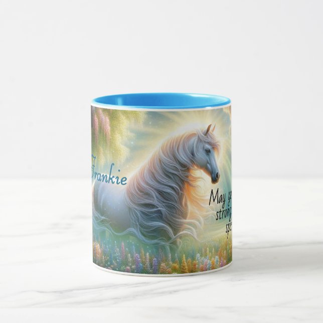 Enchanted Meadow White Horse Mug (Center)