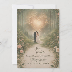 Enchanted Mediaeval Heart Forest romantic Wedding Invitation