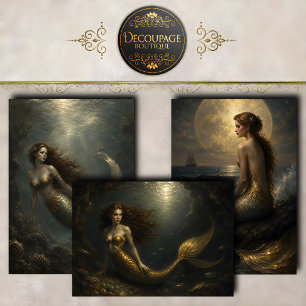 Enchanted Mermaid Collection Decoupage Wrapping Paper Sheet