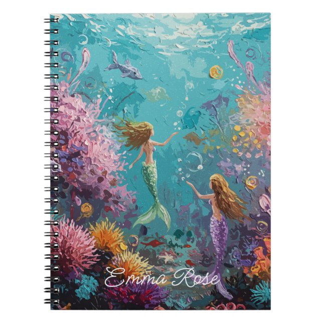 Enchanted Mermaid Underwater Scene Notebook (Front)